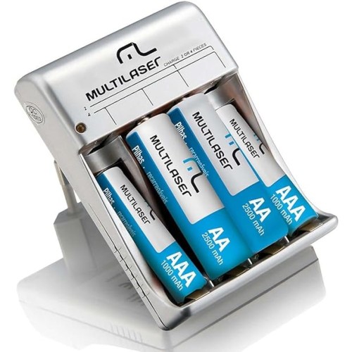 Carregador Pilhas Multi 2 XAA+2 XAAA 12H CB045 Multilaser