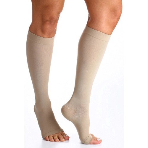 Meia de Compressao Panturrilha 3/4 Sigvaris 20-30 - 862 Premium Pe Aberto Natural P2
