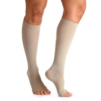 Meia de Compressao Panturrilha 3/4 Sigvaris 20-30 - 862 Premium Pe Aberto Natural GG2